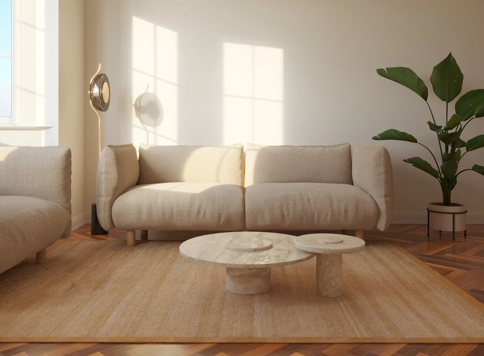 Pillow 5 Seater Sofa | Cream Textured Weave - Image 8